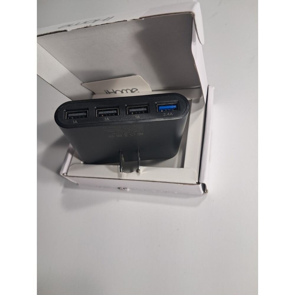 iHome Slim 4-Port USB Wall Charger, AC Pro Black